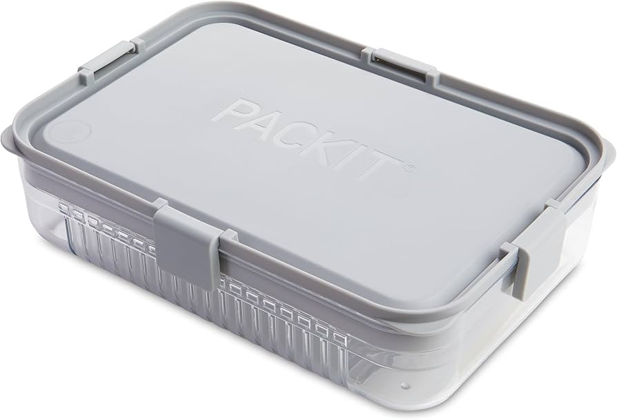 PackIt Mod Large Bento Food Storage Container, Steel Gray, Shatterproof Crystal Clear Base, with ... | Amazon (US)