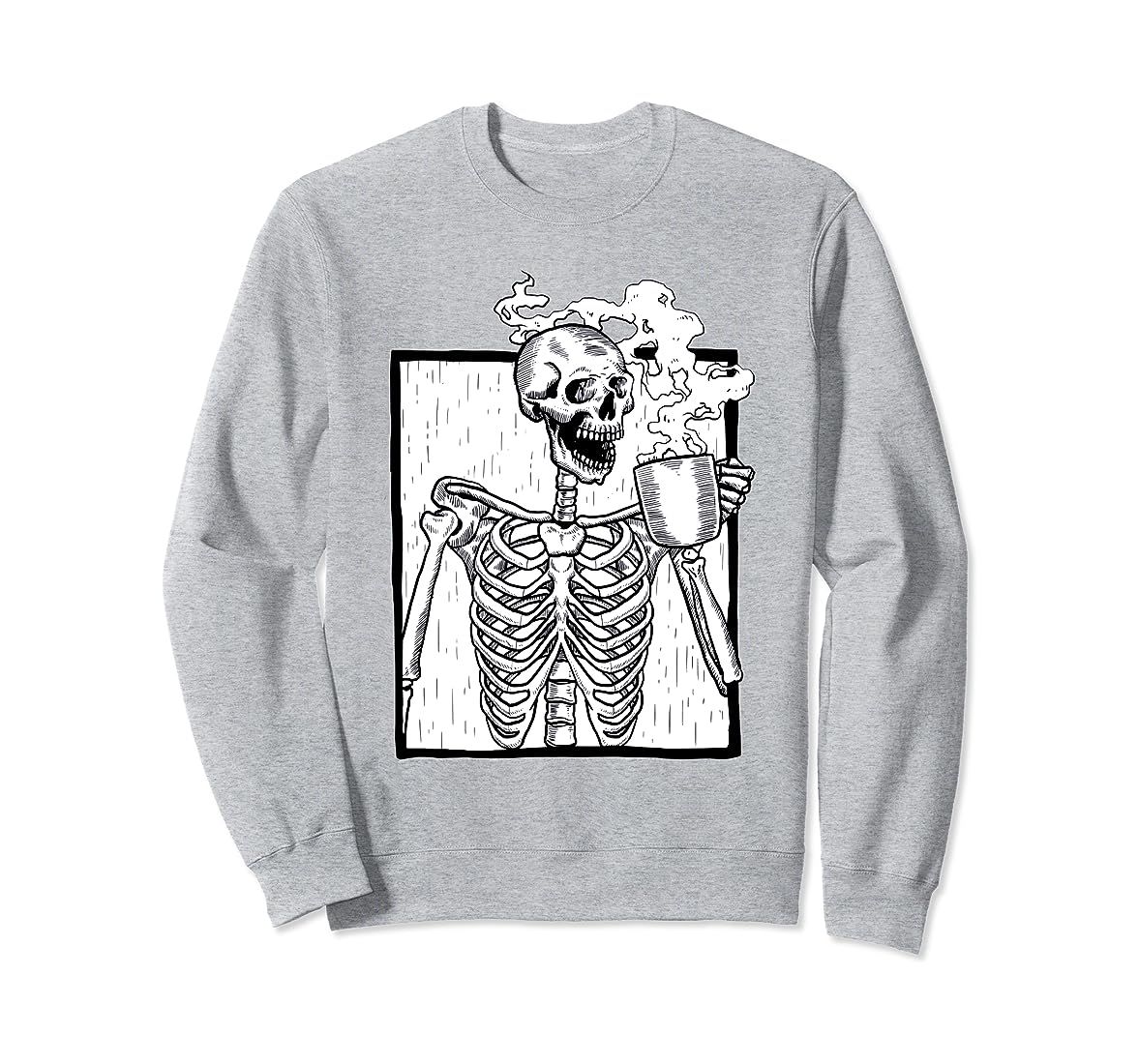halloween coffee drinking skeleton skull Sweatshirt | Amazon (US)