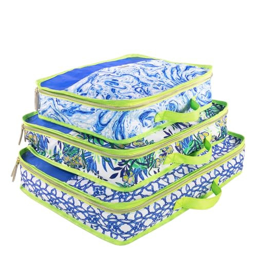 Lilly Pulitzer Packing Cubes Set of 3, Small, Medium & Large Suitcase Organizers, Travel Must Haves for Luggage, Assorted | Amazon (US)