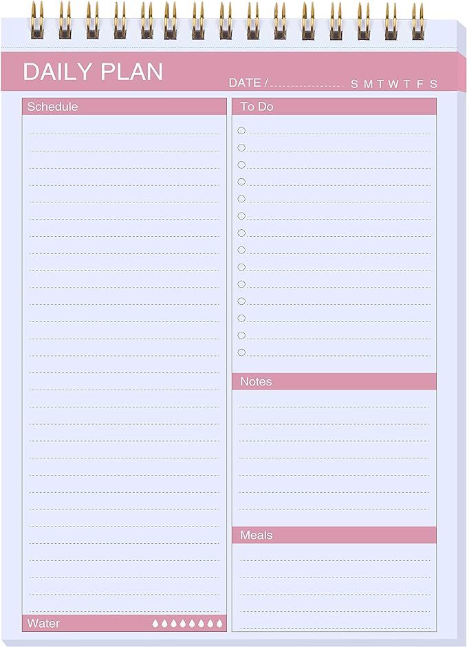 Daily Planner - To Do Notepad, Schedule Organizer with 52 Undated 6.5" x 9.8" Tear-Off Sheets, Sp... | Amazon (US)
