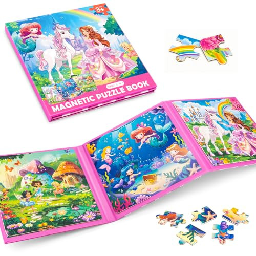 Princess Magnetic Mermaid Puzzles for Toddlers 3-5 Girls, 20-25-30 Pieces, Ages 4-6, Travel Enter... | Amazon (US)
