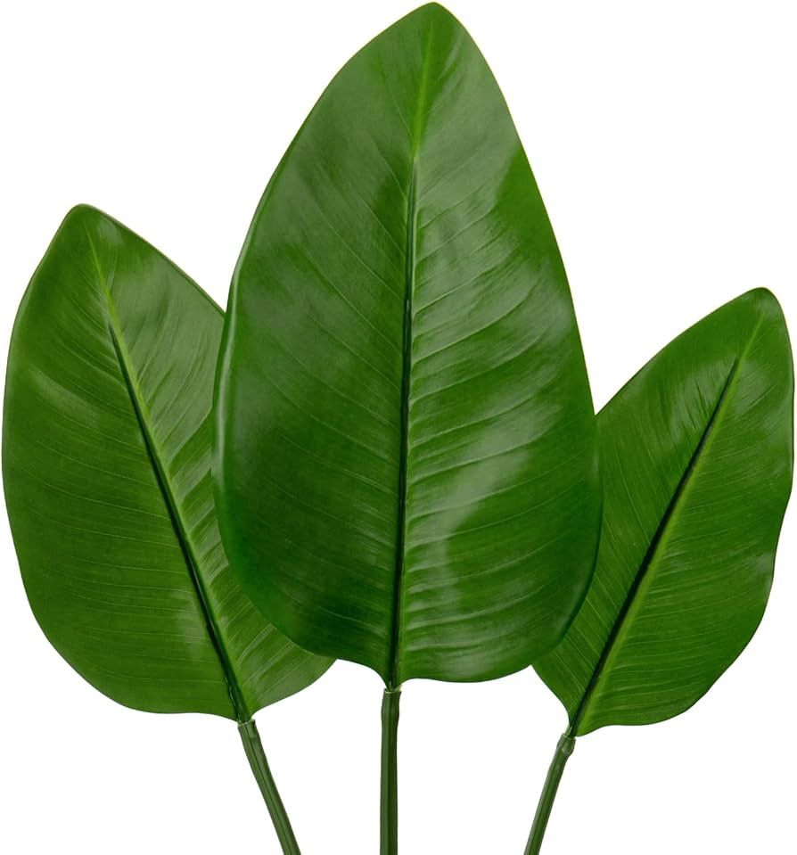 DILATATA 3 Pack Artificial Bird of Paradise Leaves with Long Stem for Vase - Fake Tropical Plants... | Amazon (US)