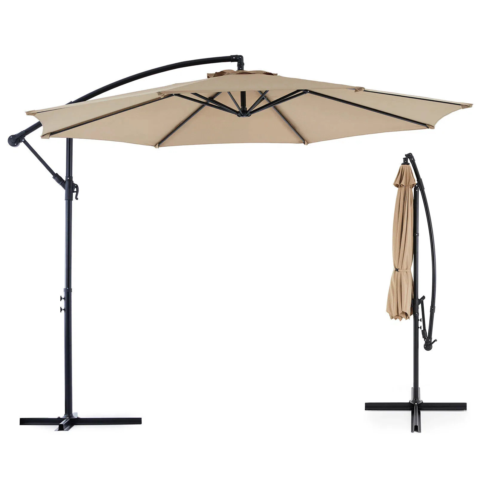 Sweetcrispy 10-ft Iron Tan Slide-Tilt Cantilever Patio Umbrella Polyester one_size | L-A013-503-010-017 | Lowe's