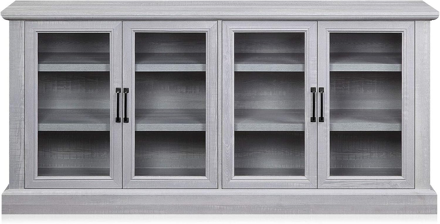 Wood Sideboard Universal Stand Glass Doors Buffet Cabinet Storage Stone Grey 70" | Amazon (US)