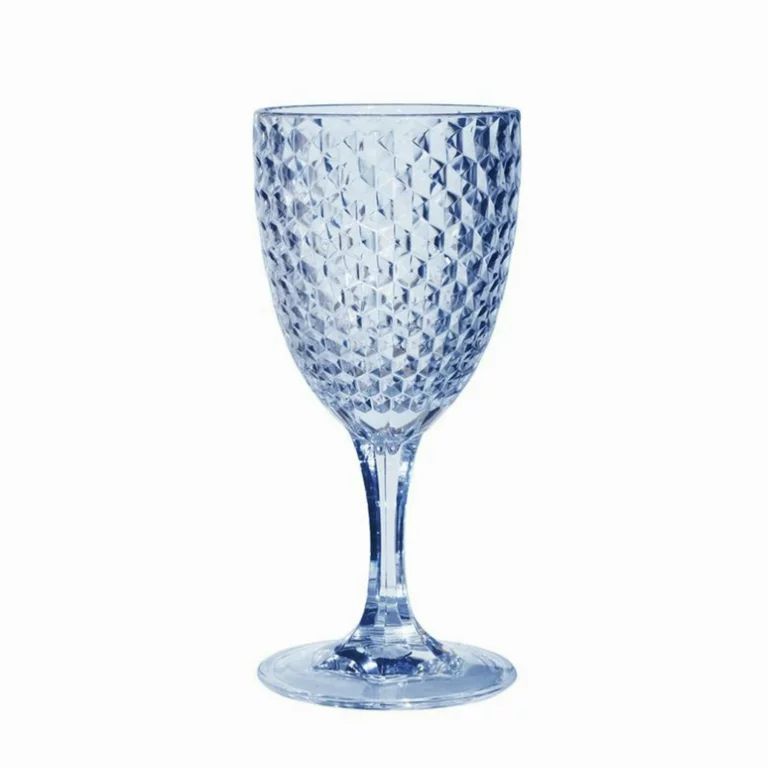 Acrylic Diamond Cut Wine Glass - Blue 12 oz. Set of 4 | Walmart (US)