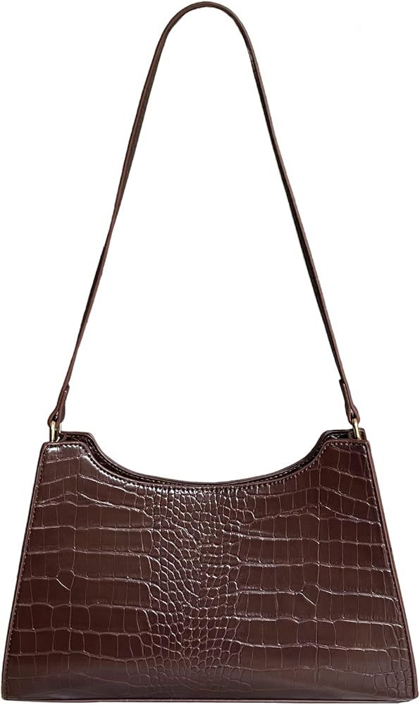 AMHDV Retro Shoulder Bag Top Handle Handbag with Crocodile Pattern Classic Tote Purse for Women | Amazon (US)
