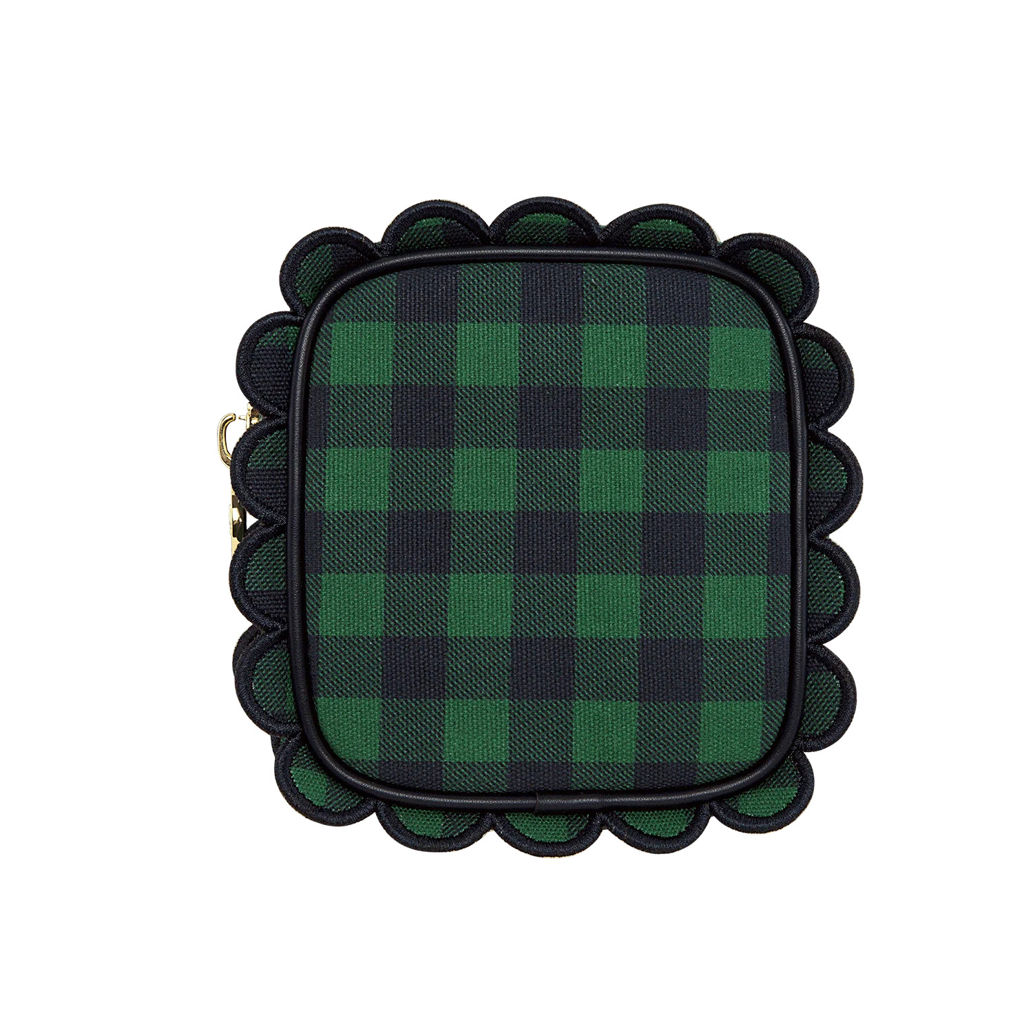 Emerald Gingham Scalloped Mini Pouch | Custom Brown Scalloped Makeup Bag | Stoney Clover Lane | Stoney Clover Lane