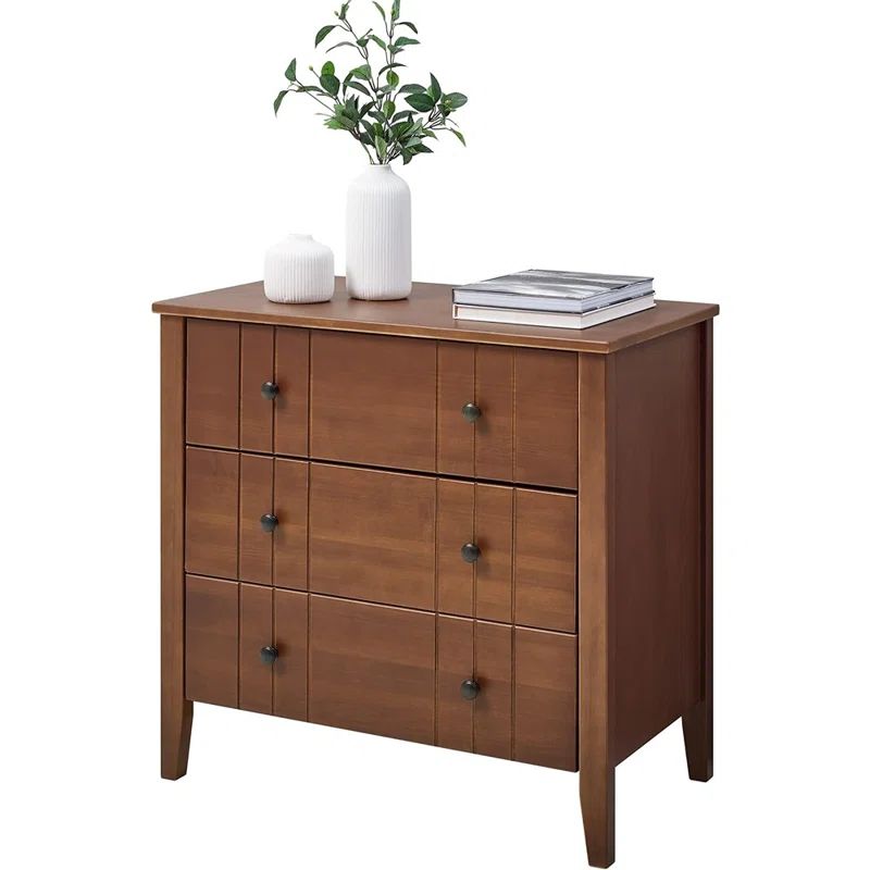 Mid Century Solid Wood Three Drawer Dresser | Wayfair North America