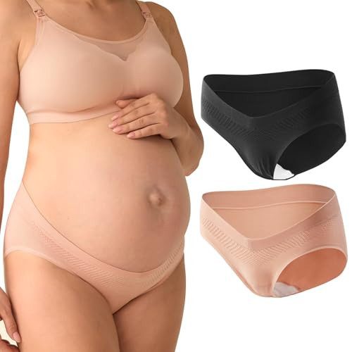 Momcozy Maternity Underwear Seamless, Pregnancy Postpartum Panties Under Bump Maternity Underwear Cotton 2 Pack | Amazon (US)