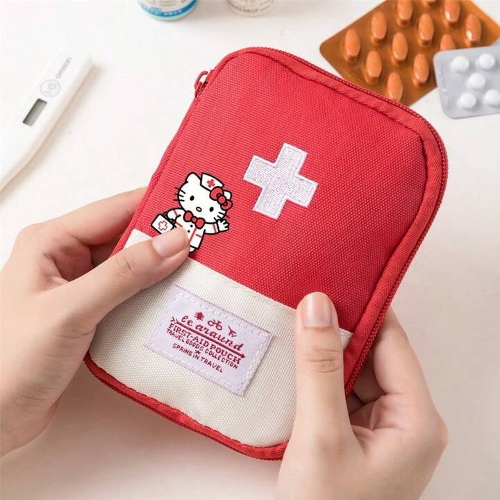 Sanrio 1/3pcs Sanrio Hello Kitty Nylon Waterproof Outdoor Emergency Medical Kit, Rednet Zipper Po... | SHEIN