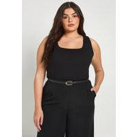 boohoo Women's Plus Basic Rib Tank Vest Top in Black | Size: 18 | Boohoo.com (UK & IE)