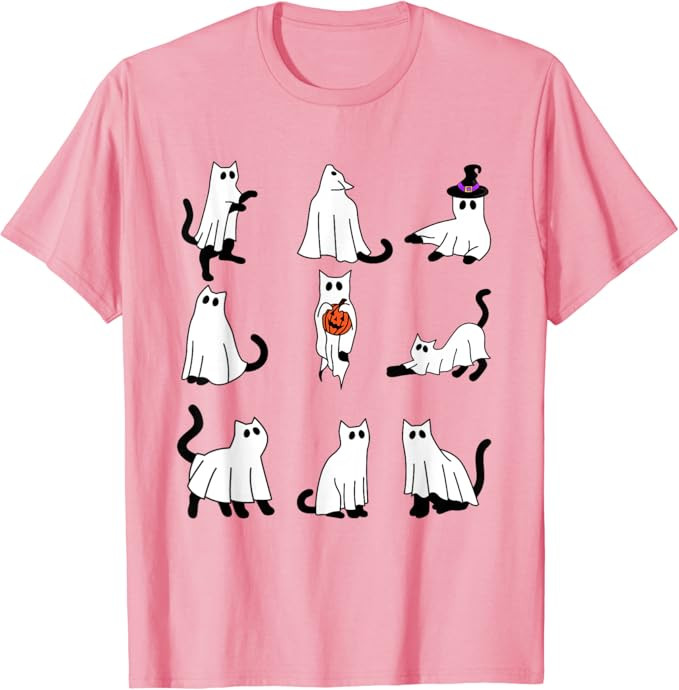 Cute Ghost Cat Funny Halloween Outfit Costumes Black Cat T-Shirt | Amazon (US)