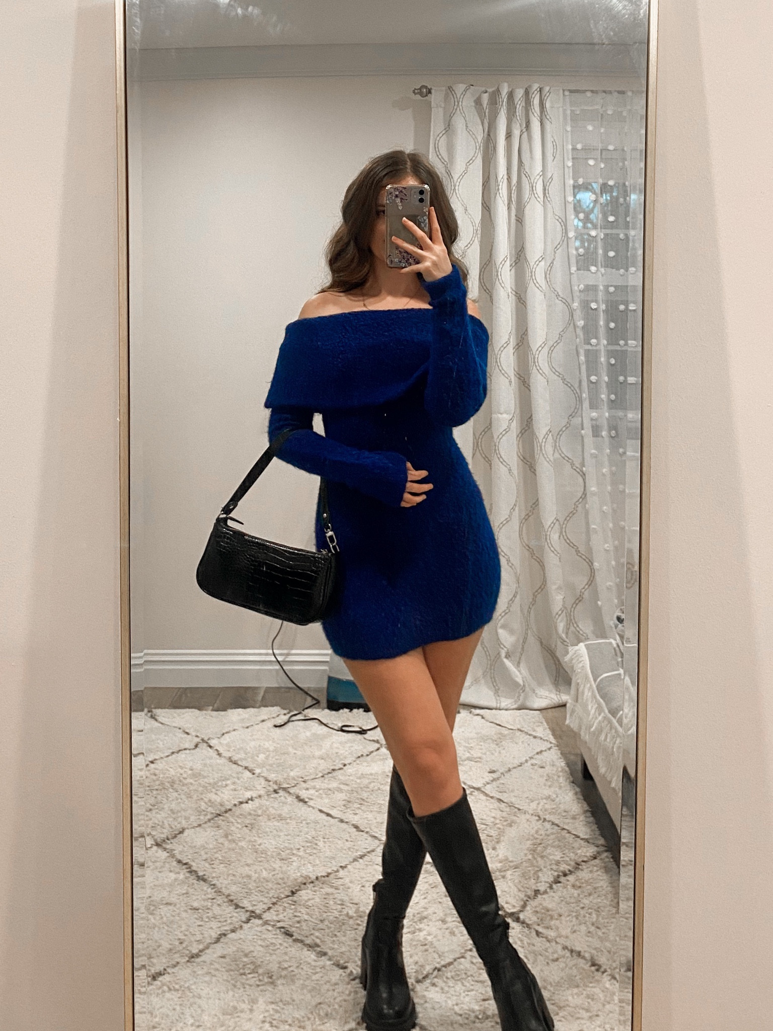 An off shoulder sweater dress paired with black knee high boots, and black shoulder bag makes a trendy winter outfit.
.
.
.
.
.
.
Winter outfit | winter fashion | winter dress | Sweater dress outfit | sweater dress with boots | blue sweater dress | holiday sweater dress | long sleeve sweater dress | mini sweater dress | winter sweater dress | boots outfit | black boots | boots winter | boots 2023 |  black boots outfit | chunky boots | shoulder bag | trending bags | black handbag | outfit ideas | outfit inspo | date night outfit | date night dress 

#LTKHolidaySale #LTKGiftGuide #LTKSeasonal #LTKFind #LTKunder50 #LTKunder100 #LTKHoliday #LTKU #LTKsalealert #LTKfindsunder50 #LTKfindsunder100 #LTKstyletip #LTKworkwear #LTKtravel #LTKshoecrush #LTKitbag 