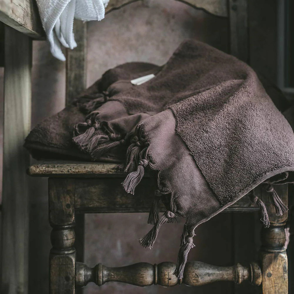 Hand-loomed Cotton Towel - Plum Chocolate | Roan Iris