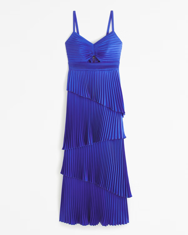 Women's The A&F Giselle Pleated Tiered Maxi Dress | Women's Dresses & Jumpsuits | Abercrombie.com | Abercrombie & Fitch (US)
