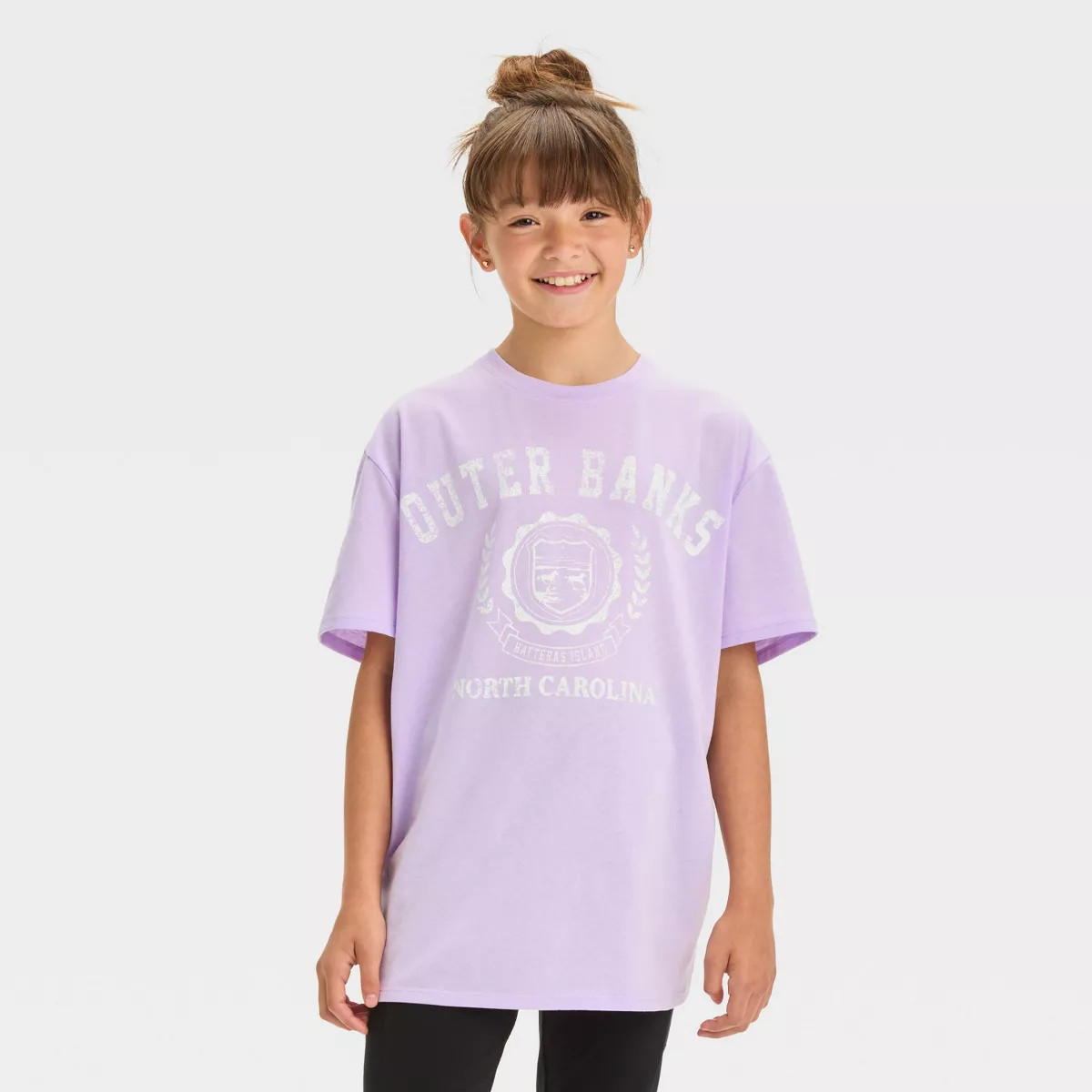 Girls' Outer Banks Oversized Graphic T-Shirt - art class™ Lilac Purple S | Target