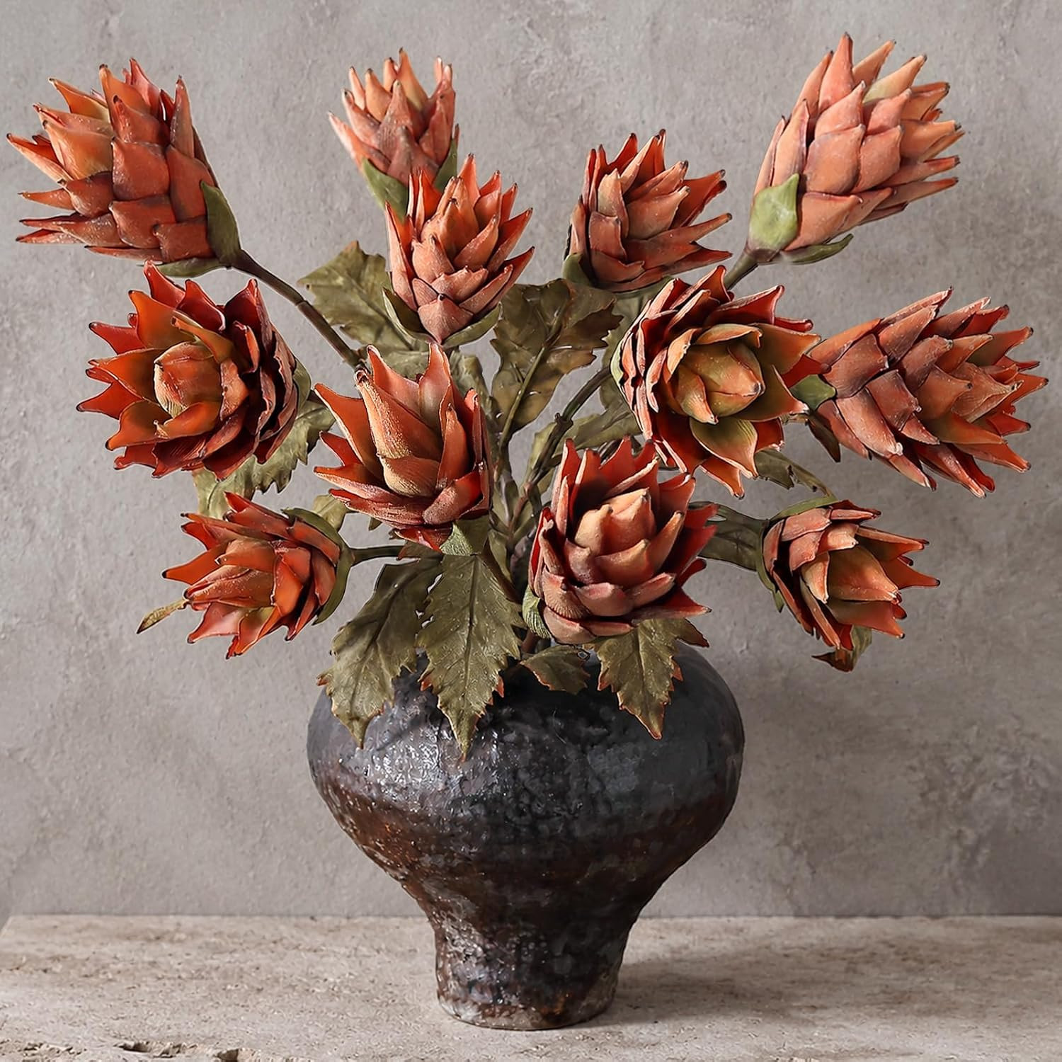 8 Pcs 32"Dried Artificial Torch Ginger Branches for Vase Fall Decor(Orange) | Amazon (US)