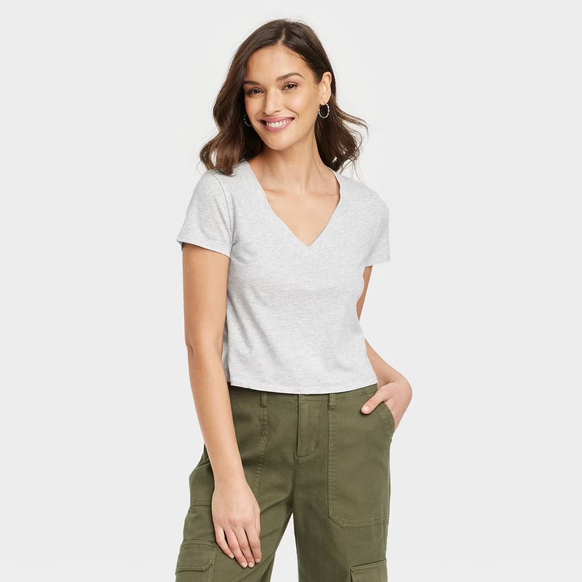 Women's Shrunken Short Sleeve V-Neck T-Shirt - Universal Thread™ | Target