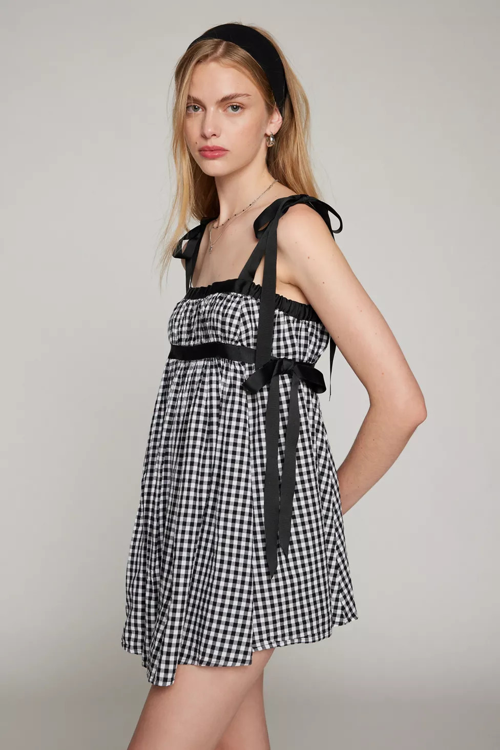 Kimchi Blue Georgie Gingham Babydoll Mini Dress | Urban Outfitters (US and RoW)