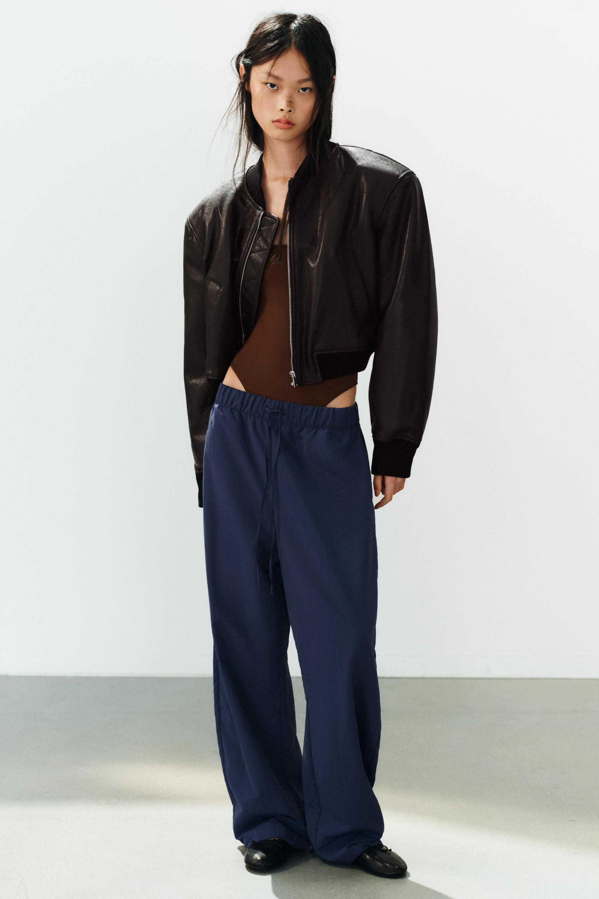 Zara - Faux Leather-Effect Bomber Jacket - Brown - L - Woman | Zara US