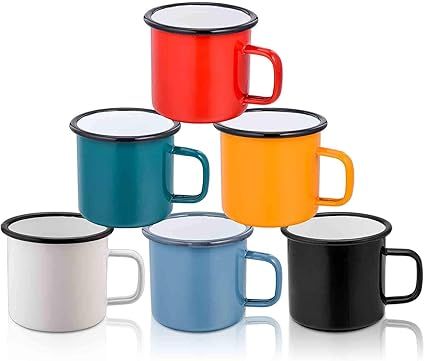 TeamFar Coffee Mug, 12 oz Tea Enamel Mug Camp Drinking Cups, White/Blue/Green/Black/Red/Yellow Vi... | Amazon (US)