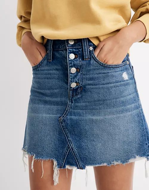 Rigid Denim A-Line Mini Skirt in Hughes Wash: Button-Front Edition | Madewell