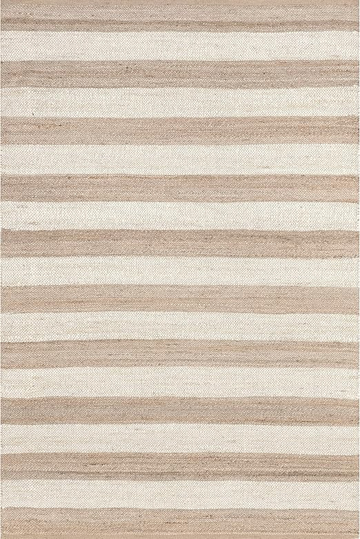 nuLOOM Alisia Flatweave Striped Jute Area Rug, 8x10, Off-white | Amazon (US)