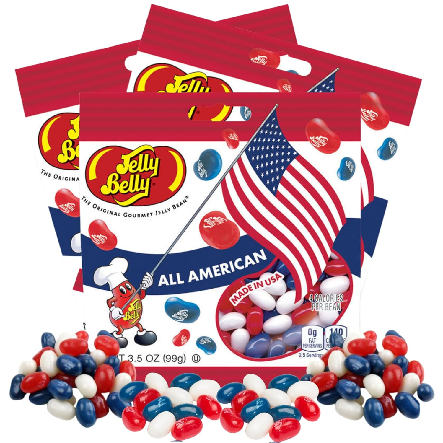 Needzo Red, White, and Blue Fruit Flavored Jelly Beans, American Mix Shareable Candy, Gourmet Che... | Amazon (US)