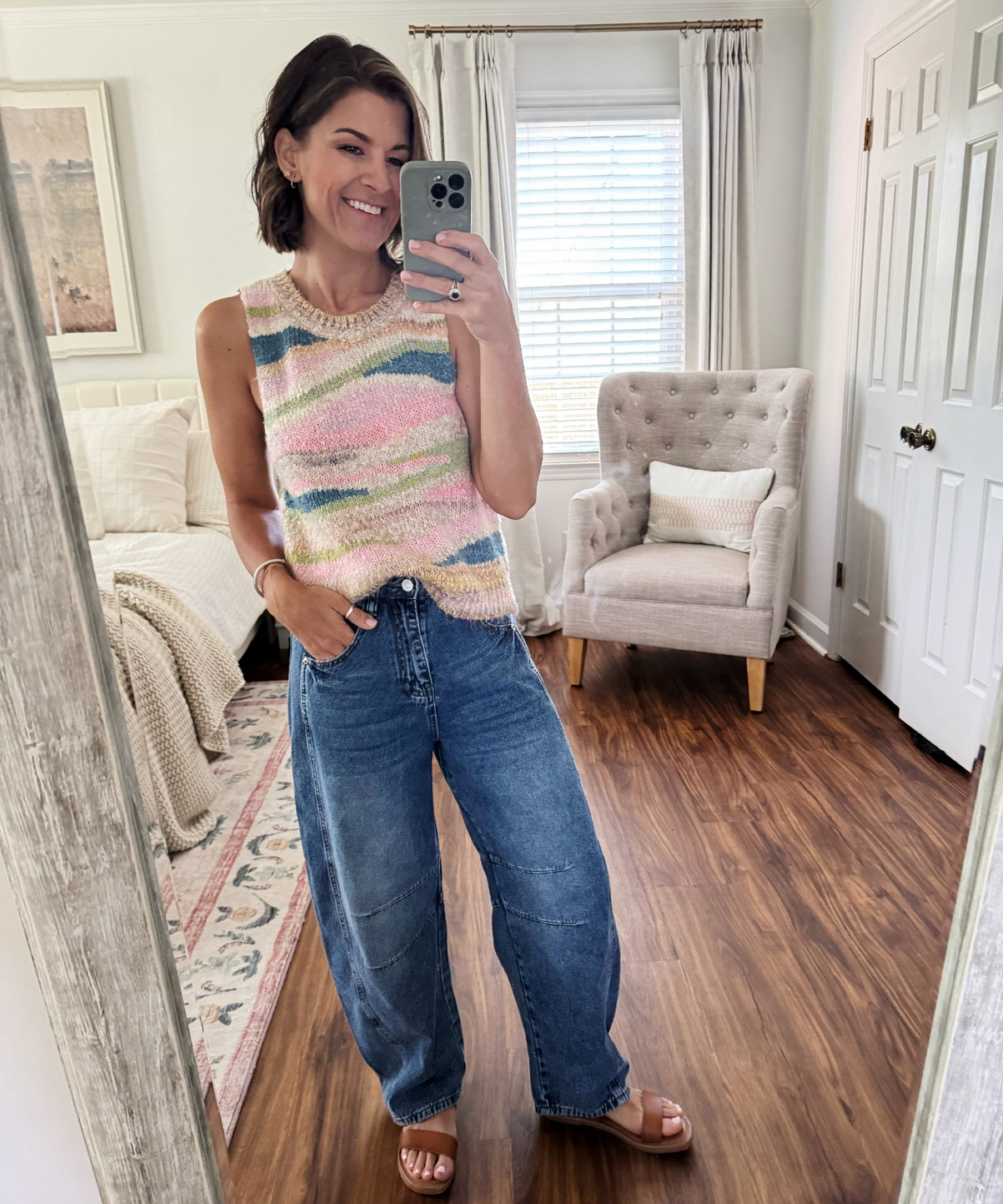 Free people dupe barrel jeans 
Vest is older pilcro from anthropologie! Shoes target 

#LTKFindsUnder50 #LTKStyleTip #LTKSaleAlert