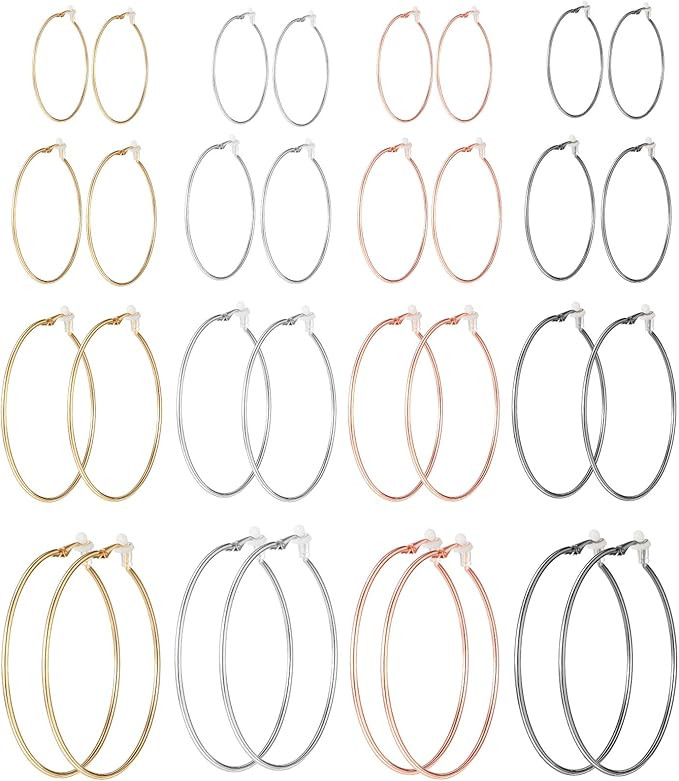 15 Pairs Multi-style Clip-on Earrings for Women and Girls, Hypoallergenic,Ligthweight,Come with R... | Amazon (US)
