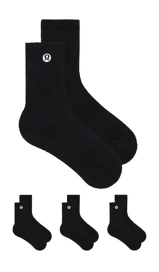 lululemon Daily Essential Socks 3 Pair in Black. - size M | Revolve Clothing (Global)