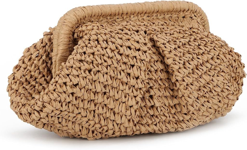 Straw Dumpling Clutch Bag Woven Straw Tote Straw Clutch Purse for Women Summer Beach Bag Wicker C... | Amazon (US)