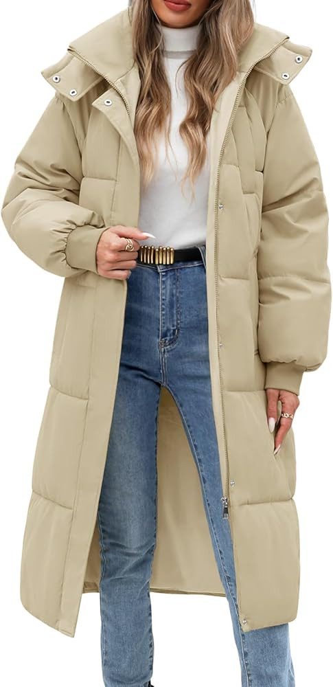 Uikue Women's Long Puffer Coat - Warm Winter Quilted Jacket Full Length Zip Up Down Coat Thickene... | Amazon (US)