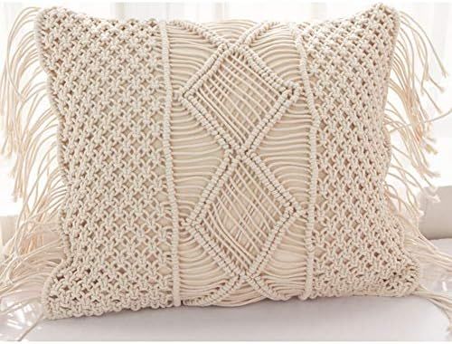 Cotton Thread Rope Hand-Woven Tassel Pillow - Bohemian Pillowcase Without Pillow Core (D) | Amazon (US)