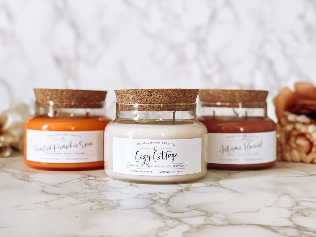 Autumn Colored Soy Candles, 12 Oz Double Wick Candle, Choose Scent, Fall Scented Candle, Toxin Fr... | Etsy (US)