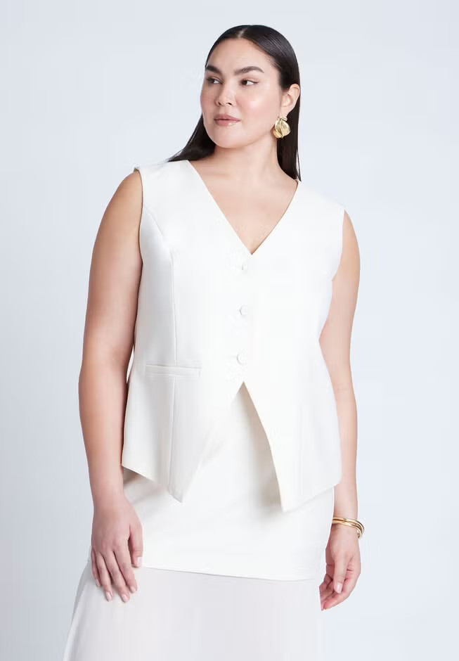Split Hem Suiting Vest | Eloquii