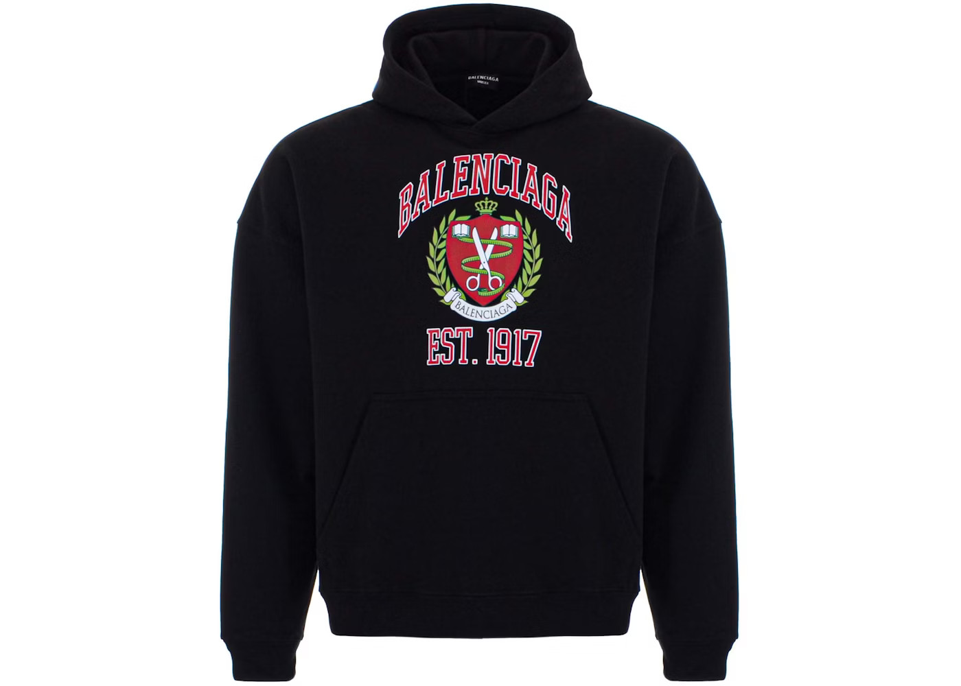 Balenciaga College wide fit HoodieBlack | StockX