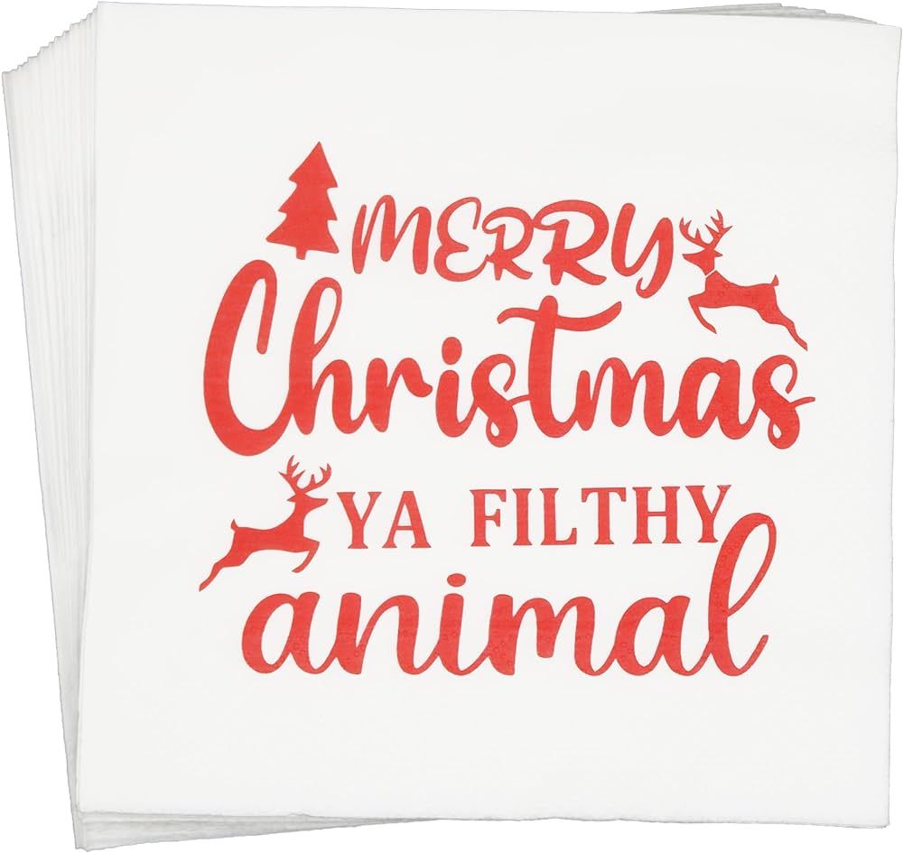 Merry Christmas Ya Filthy Animal Napkins, Funny Christmas Napkins, Funny Christmas Party Decorati... | Amazon (US)