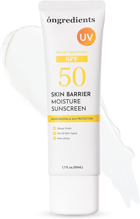 ONGREDIENTS Skin Barrier Moisture Sunscreen Broad Spectrum SPF 50, Glowy Finish, Non-Sticky, No W... | Amazon (US)