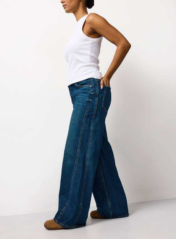 Vintage Dark Wash Baggy Wide Leg Jeans 20L | Tu Clothing