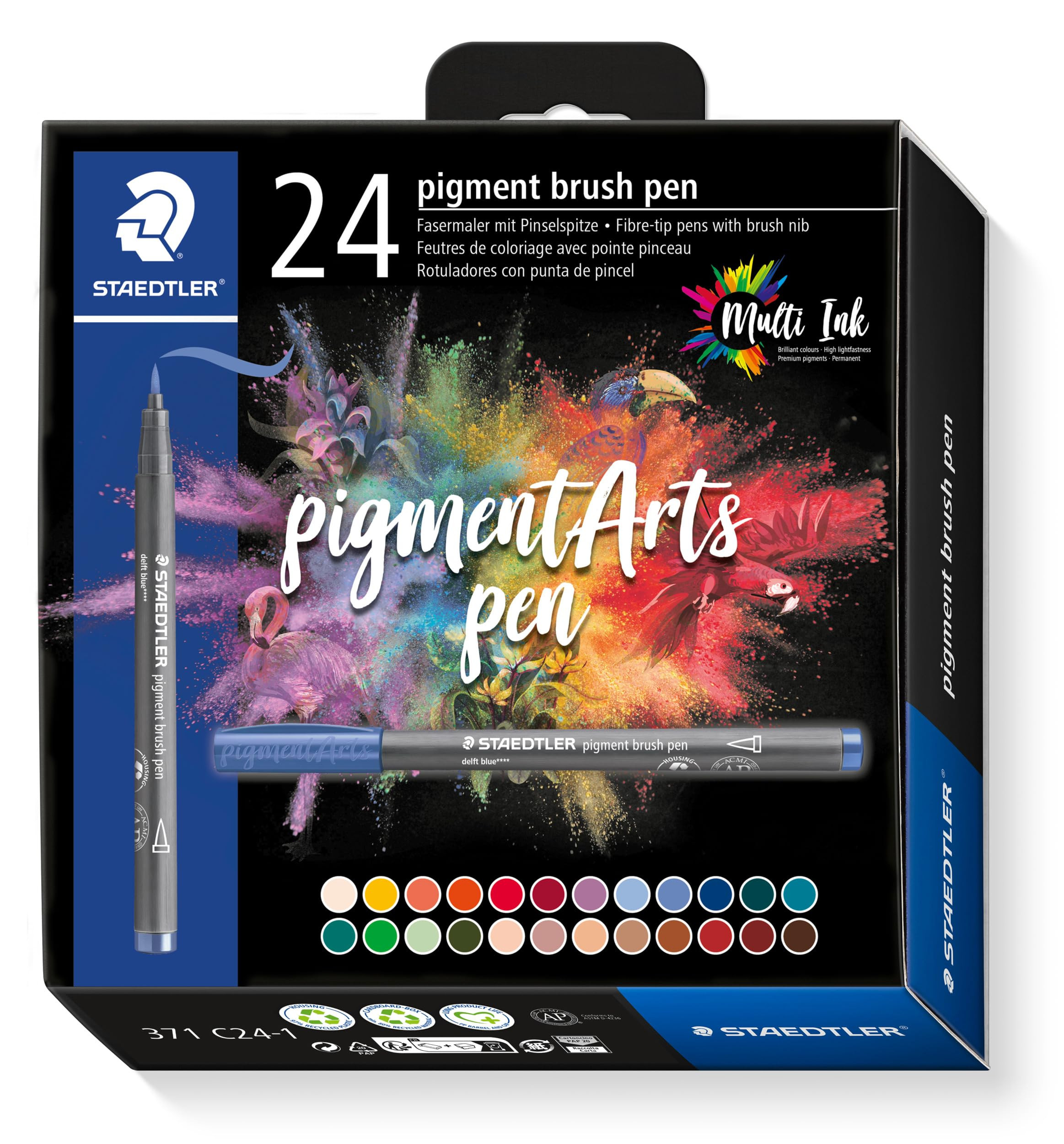 STAEDTLER Pigment Arts Brush Pen Set: 24 Colors, Permanent, Waterproof, No Bleed Pens for Journal... | Amazon (US)