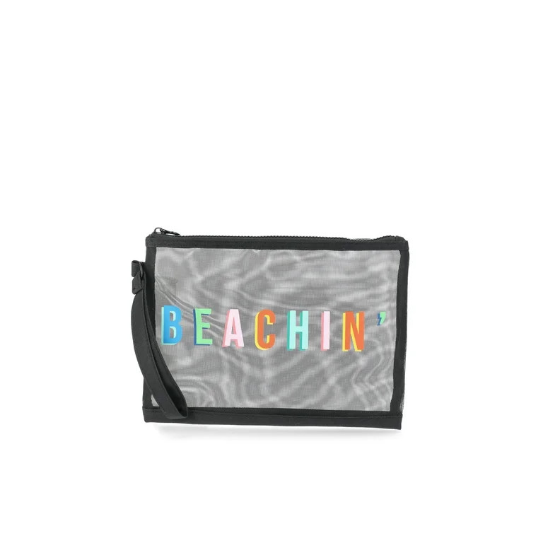 No Boundaries Beach Flat Pouch, Black Beachin', Women's | Walmart (US)