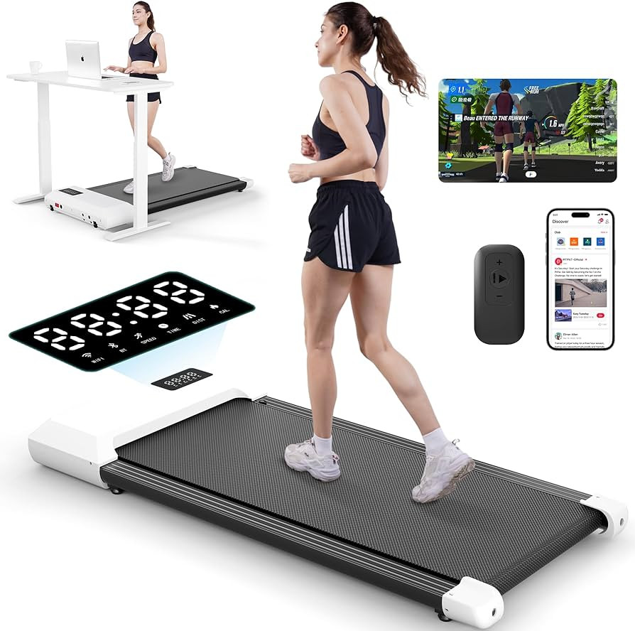 Under Desk Treadmill with APP, Intelligent Walking Pad Treadmill for Home Office, Portable Walkin... | Amazon (US)