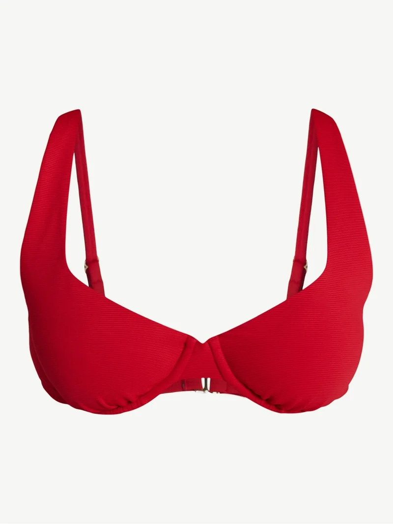 Time and Tru Women's and Women's Plus Size Ribbed Underwire Bikini Top, Sizes XS-3X | Walmart (US)