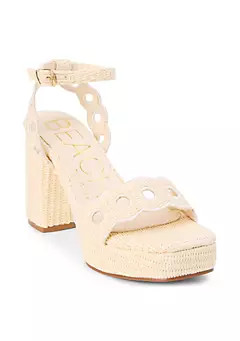 Beach Vegan, platform heeled sandal with scallop and cut-out detail. | Belk