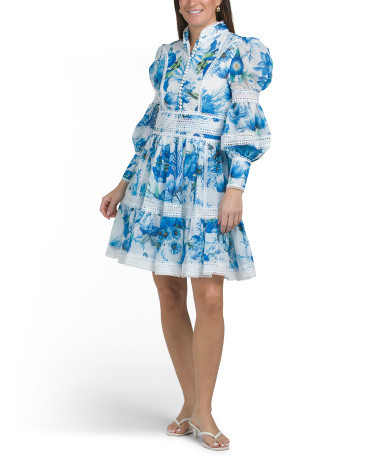 Long Sleeve Lace Trim Mini Dress | TJ Maxx