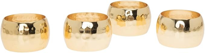 Napkin Ring Set Table Décor Hammered Gold by Godinger | Amazon (US)