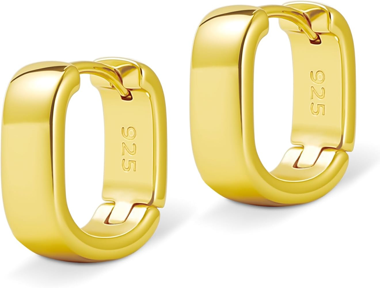 Small Hoop Earrings for Women, 925 Sterling Silver Chunky Hoops Earrings, Hypoallergenic Huggie H... | Amazon (US)