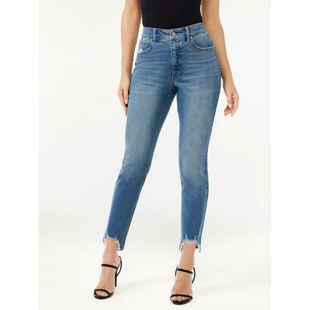 Sofia Jeans Women's Adora Curvy Girlfriend High Rise Chew Hem Jeans | Walmart (US)
