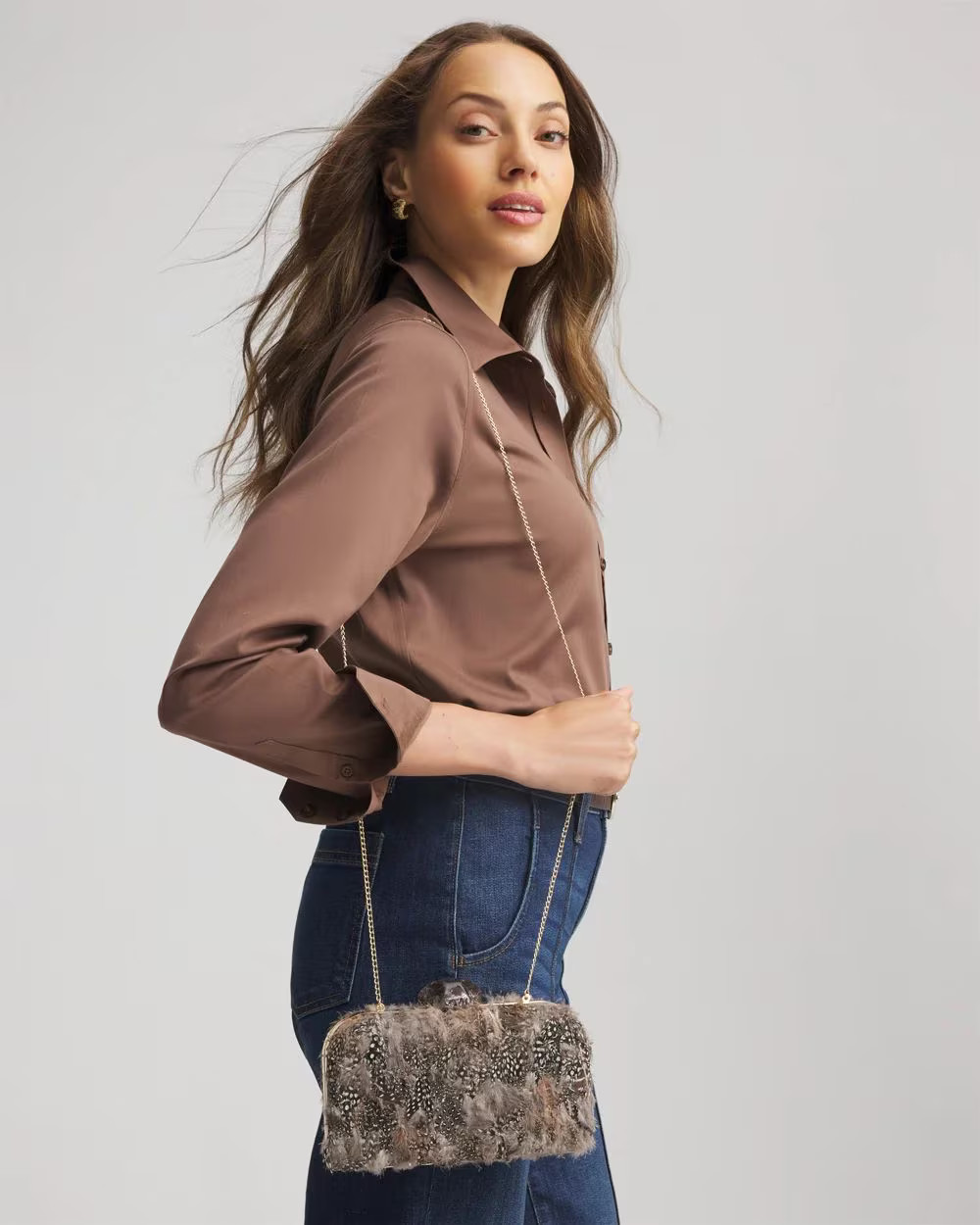 Hand-Made Feather Clutch Shoulder Bag | Chico's